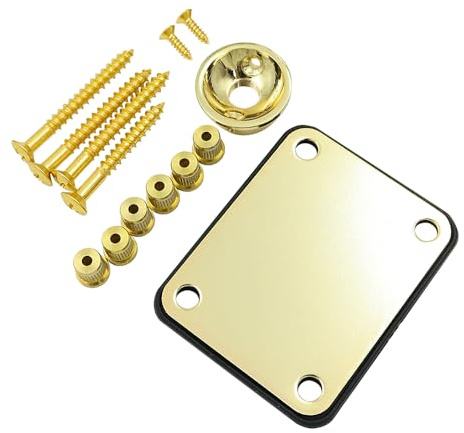Alnicov, piastra per manico della chitarra, puntali per corde e set di hardware per piastra jack per parti di ricambio per chitarra elettrica stile Tele Telecaster, oro