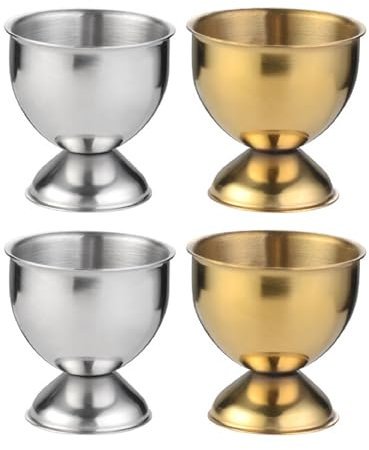Bafnsiji Hueveras de Acero Inoxidable, Juego de 4 hueveras, portahueveras de Metal, Hueveras de Pascua para Huevos pasados por Agua