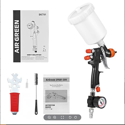 Ovshnrr HVLP Pistola a Spruzzo Aerografo Mini Pistola Per Verniciare Professionale con Ugello da 1,3 mm Set Pistola da Spruzzo con Alimentazione a Gravità 600CC