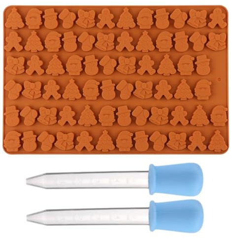 GXGM Stampo per cioccolatini natalizi 1 confezione da 72 stampi in silicone per caramelle antiaderente con forme a tema natalizio per torte al cioccolato fai da te