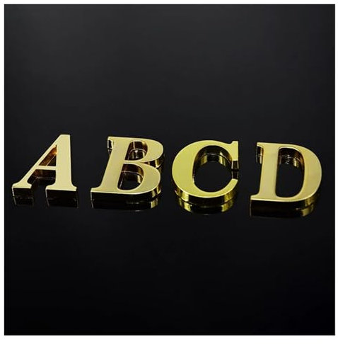 LZZYFPX exquisite 1Pcs Metal Self Adhesive House Number English Alphabet Letters for Apartment Room Door Plate Table Mailbox Number Stickers 5 * 3cm (Letter D)