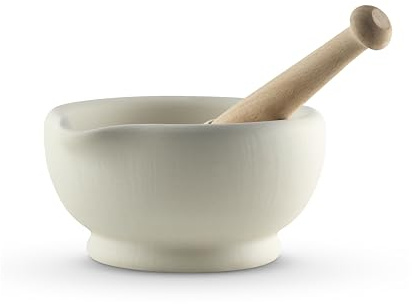 Milton Brook MB947005 Mortier et pilon en porcelaine vitrifiée Blanc