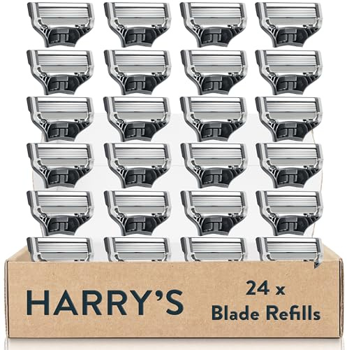 Harry's Cuchillas de afeitar para hombres – 24 cuchillas de repuesto con recortador de precisión, 5 cuchillas antifricción, cuchillas de repuesto para hombre, cuchillas de afeitar en húmedo, cuchillas