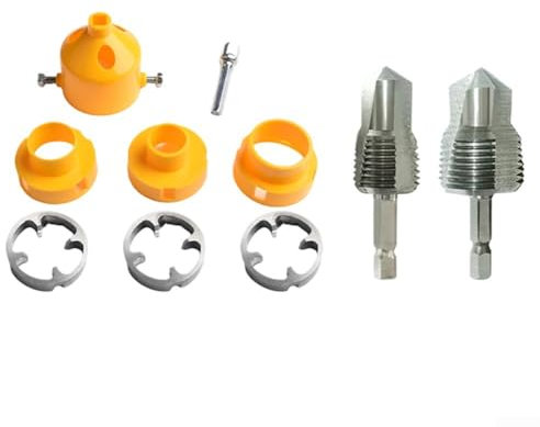 Eawfgtuw PVC Rohreinfädler Kit 4-Punkt & 6-Punkt, Elektrischer Lochöffner Wasserrohr Schneideisen Set, für Handbohrmaschinen 1/2 Zoll 3/4 Zoll Rohrgewindewerkzeug