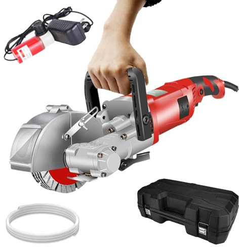 XRSMOU Rozadora De Pared, Sierra Eléctrica para Hormigón, Máquina Cortadora De Ranuras De Pared, Cortador De Hormigón, Profundidad De Corte 0-37 Mm, para Mármol De Ladrillo (Red)