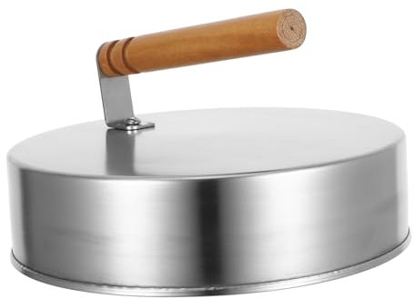 Toyvian Tapa Estofada Cubierta para Servir Comida Accesorio para Barbacoa Cubierta Redonda para Barbacoa Cúpula De Fusión De Acero Inoxidable Tapa De para El Hogar Silver Madera