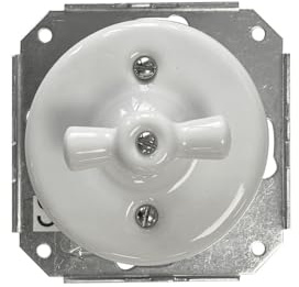 Conmutador empotrable de porcelana blanca 10A 250V estilo vintage clásico 70x70 mm interruptor eléctrico de pared para interior