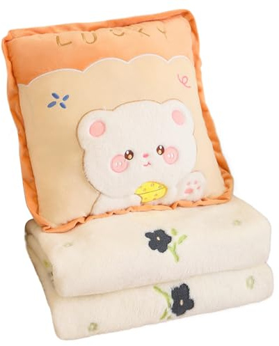 Qsvbeeqj 40cm Manta de Almohada Plegable Cómoda Suave Felpa 2 En 1 Acolchado Edredón Para Hogar Y Oficina