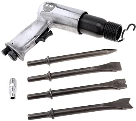 Martello pneumatico, Air Hammer Professional Pistol Pistol Gas Pale Gas Small Rust Remover Strumenti pneumatici con 4 scalpelli Set 9190 190mm