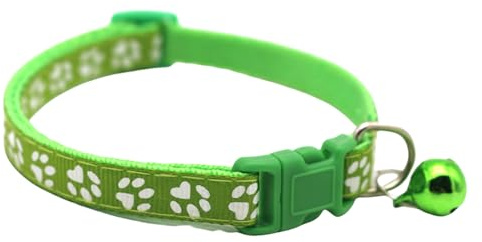 Modisches Katzenhalsband mit Glöckchen, leuchtende Farben, Pfotenabdruck, für Outdoor-Spaziergänge, Training