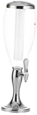 Qianly Distributeur de Bière avec Tube à Glace, Capacité de 3 L pour Boissons Rafraîchissantes, Argent