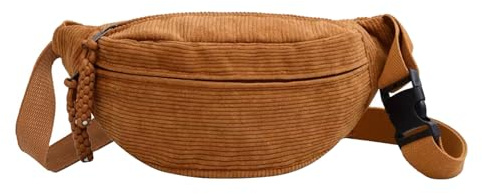 Bauchtasche Cord Umhängetasche Cord Modische Hüfttasche Freizeit Sport Hüfttaschen Crossbody Bag Gelbbraun mit Schultergurt Einstellbar Unisex für Damen, Herren