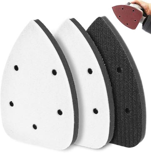3pcs Mouse Detail Sanding Interface Pad 140mm*90mm 5 Holes Foam Interface Mouse Sander Sandpaper Backing Pad,EVA backing pad, sponge buffer pad (triangle, 2, b)