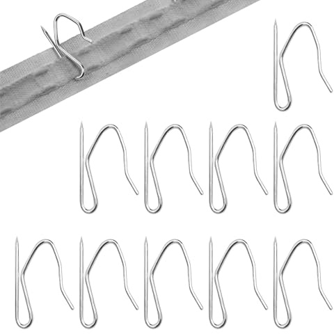 50 Pcs Large Pointed Curtain Hooks, Heavy Duty Stainless Steel Drapery Pin Hooks, 20 x 32mm Pinch Pleat Curtain Hooks for Window, Shower, Pencil Pleat Curtains