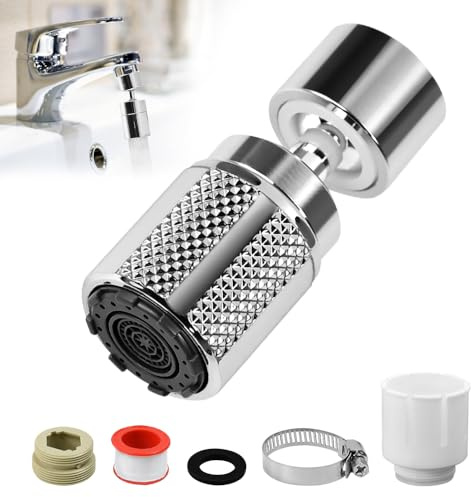 ZXBBTZ Aireador para Grifo con Giratorio 360°, M22-M24 Boquilla Grifo con Filtro Cocina con 3 Modos, Atomizador Grifo Fregadero para Cocina y Ducha, Extensión de grifo Giratorio con Accesorios