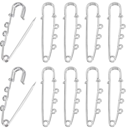 SUNNYCLUE 1 boîte de 20 épingles à Kilt de 23cm ({3} pouces) en Vrac Épingles de Sûreté Broches Apprêt Argenté à {4} anneaux Fermoir en Acier Apprêts pour Badges de Sécurité de Kilt Accessoires pour l