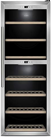 CASO WineComfort 126 Design Weinkühlschrank für bis zu 126 Flaschen (bis zu 310 mm Höhe), zwei Temperaturzonen 5-20°C, Getränkekühlschrank, Energieklasse B