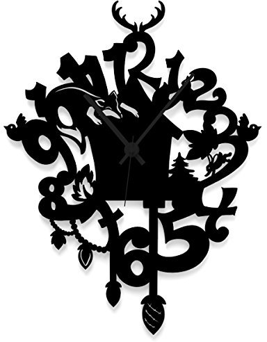 WANDKINGS Wanduhr Kuckucksuhr verspielt aus Acrylglas, in 11 Farben erhältlich (Farbe: Uhr = Schwarz matt; Zeiger = Schwarz)