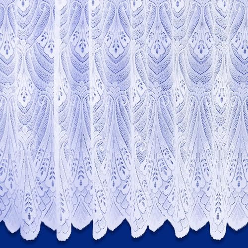 Maple Textiles White Net Curtain. 36(90cm) Drop in Luxury Cotton Look sold by the metre