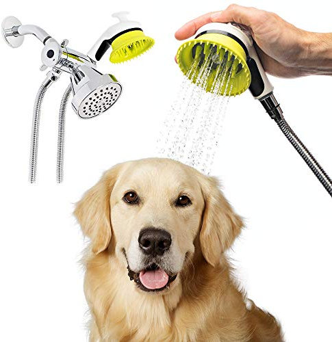 Wondurdog Quality at Home Dog Wash Kit for Indoor Shower | Water Sprayer Brush & Rubber Shield | Wash Your Pet and Don't Get Wet | Shield Water from Dogs Ears, Eyes and Yourself!