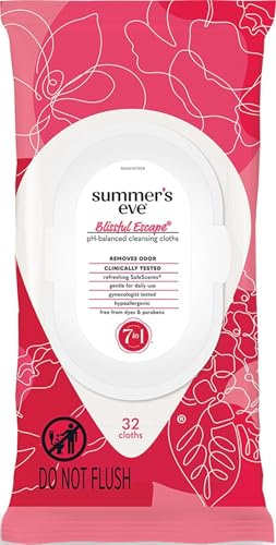 Summer's Eve Blissful Escape Daily Refreshing Feminine Wipes, Entfernt Gerüche, pH-ausgewogen, 32 Stück