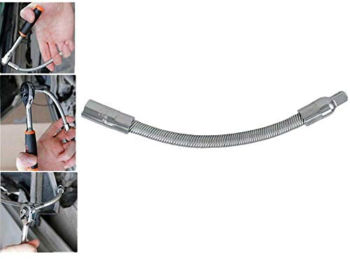 SENRISE Flexible Socket 2PCS 1/4 150mm Socket Extension Bar Drive Spring Extension Drill Bit Holder Adapter for Screwdriver and Ratchet Wrench