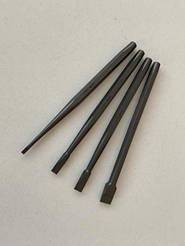 Southern Stone Tungsten Tipped Stone Carving Chisel Set - Various Sizes (4, 8, 10, 15mm), Pointed Edge, Metal Handle