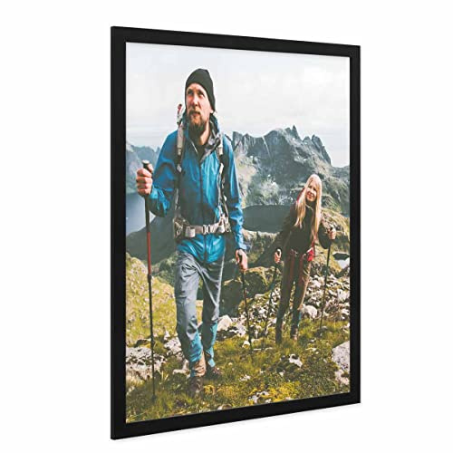 PHOTOLINI Bilderrahmen 50x70 Schwarz, Puzzle Rahmen 50x70 Holz MDF mit Acrylglas, Bilderrahmen 70x50 groß zum Aufhängen, Picture Frame Rahmen 70x50 mit Zubehör, Posterrahmen für Fotos & Poster