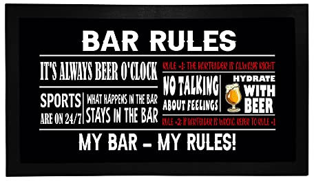 Bar Runner Mat - Novelty Home Pub Bar - Funny Drink Beer Gifts for Men Women - Bar Rules