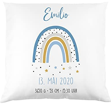 Striefchen® Babygeschenk für Jungen Kissen mit Regenbogen