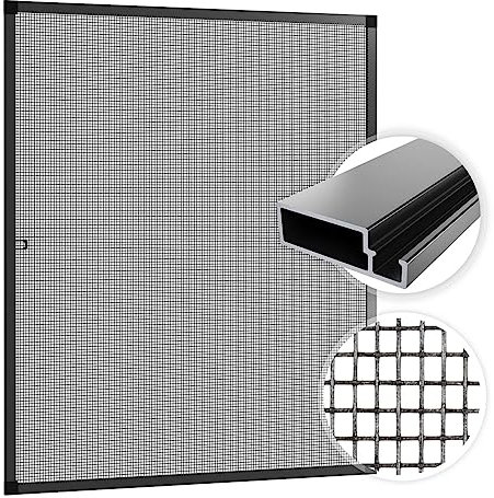 SAMUFLY Fliegengitter 100x120cm mit Alurahmen anthrazit für Fenster Insektenschutzgitter Fliegennetz Insektenschutzrahmen Mückenschutz