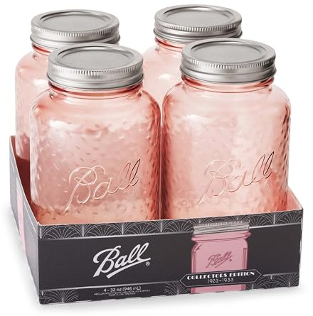 Ball Jar Rose Vintage Regular Mouth Quart Canning Jars, 4-Pack, 4 Pack