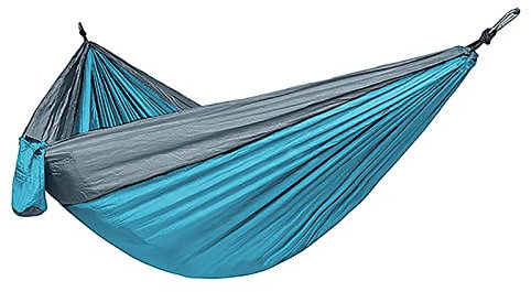 MYSUNBAR Doppelschichtige Hängematte TÜV-Zertifiziert Camping Hängematten, 400kg Tragfähigkeit, 270 x 140 cm aus Nylon Atmungsaktiv für Outdoor Reisen Garten