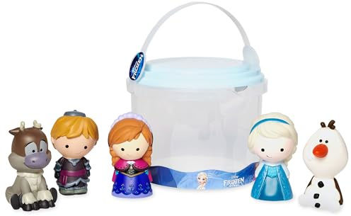 Disney Store Set de Juguetes de baño de Frozen, Contiene Cinco muñecos, Incluye a Anna, Elsa, Olaf, Sven y Kristoff y un Cubo para guardarlos, Adecuado a Partir de 6 Meses