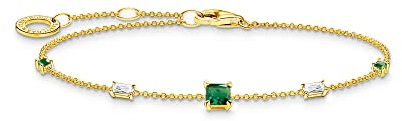 THOMAS SABO Armband mit grünen und weißen Steinen gold 925 Sterlingsilber, 750 Gelbgold Vergoldung