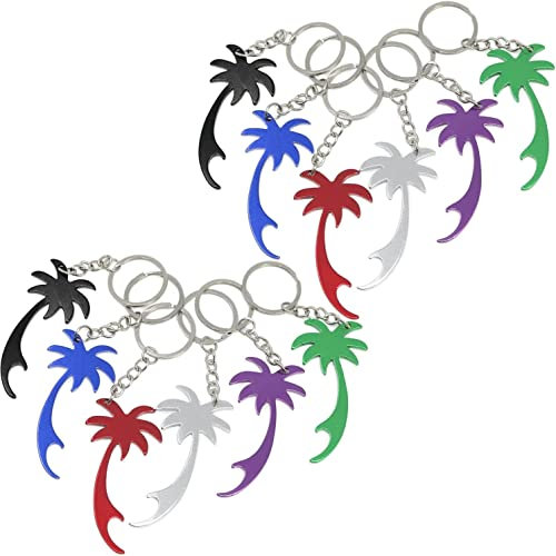 Norhogo Lot de 10 décapsuleurs de bière en aluminium - Décapsuleur en forme de palmier - Porte-clés - Porte-clés de poche - Cadeau amusant - Couleur aléatoire