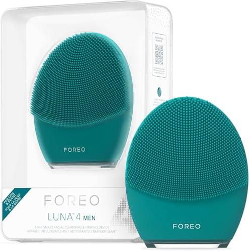 FOREO LUNA 4 MEN Gesichtsreinigungsbürste für Haut und Bart & straffende Massage - Anti Aging-Pflege - Verbessert Aufnahme von Gesichtspflegeprodukten - App-Verbindung - USB-aufladbar - Wasserdicht