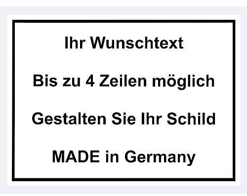 Hinweis Schild mit Wunschtext und Gravur aus Kunststoff - Rahmen - Personalisiertes Schild in verschiedenen Größen - 7 Farben zur Auswahl (Weiß)