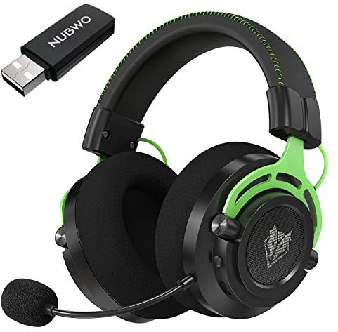 NUBWO G03 Wireless Gaming Headset with Microphone for PS5, PS4, PC, Laptop, Computer, Bluetooth Wireless Gaming Headphones with Noise Cancelling Mic, Surround Sound, Over Ear (Green)