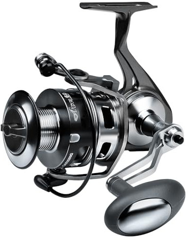 Angelrollen Spinnrolle – Vollmetall-Angelrolle Aluminiumspule Ozean Big Game Karpfen Salzwasser Angeln Spinnrollen Schwarz 6000
