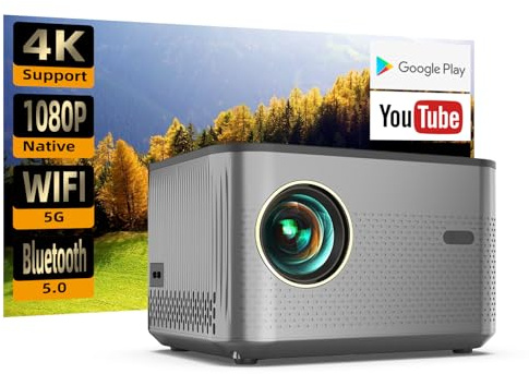 Proiettore 4K Supportato, ANKOUJA Videoproiettore Portatile WiFi Bluetooth Full HD 1080P Nativo per iOS iPhone, Android Smartphone, Fire TV Stick, PC, Latop