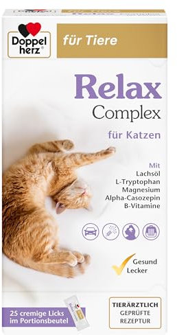 Doppelherz Relax Complex für Katzen - Mit Alpha-Casozepin und L-Tryptophan - Unterstützung für das mentale Wohlbefinden - 25 cremige Licks