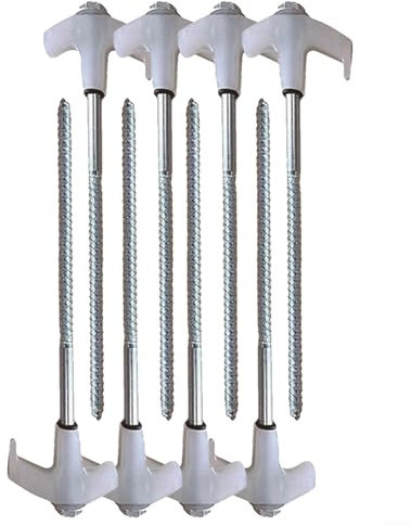 ZAMETTER Outdoor-Camping-Bodenanker, zum Einschrauben, Zelthering, Metall-Gewinde, Zelt-Erdspieß, sechseckig, spiralförmig, fluoreszierende Heringe (weiß 8 + 1)