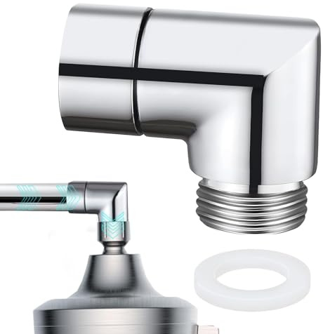 Duschschlauch Adapter, Handbrause Adapter 90 Grad, Duschkopf Adapter, Handbrause Adapter, Swivel Shower Head Adapter, Für Handbrausen Wandbrausen Duschfilteranschluss Usw (Silber)