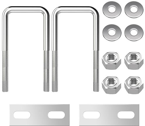 QIMEI-SHOP U Schrauben M8 U Bolzen Edelstahl U Bügelschraube mit Mutter Rahmenplatte Unterlegscheibe 40 mm Innenbreite für Rohr Befestigung 2 Stück M8 40x100mm