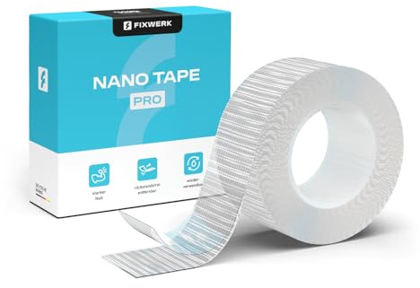 FIXWERK Nano Tape Pro - Cinta adhesiva nano (5 m x 3 cm x 0,7 mm), transparente