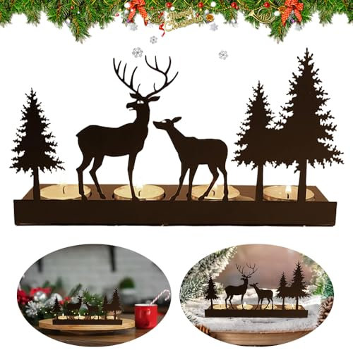 Weihnacht Adventskranz, Adventskranz Teelichter, Adventsgesteck Kerzenhalter, für 4cm Teelicht, Kerzenständer Metall Modern, Weihnachtsdeko Amerikanisch Vintage Kerzen Weihnachten Tisch Deko