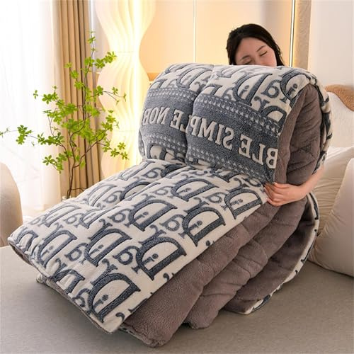 AIMENJOY Duveteux Couette, Épaissir Consolateur Couverture en Cachemire d'agneau Épaissi Couette De Lit Doux Et Chaud pour L'automne Et l'hiver Literie (A-03,200x230cm - 5KG)