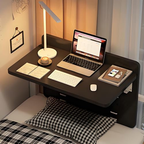Tavolo Ribaltabile Sospeso A Muro, Tavolo Pieghevole Sul Letto Del Dormitorio, Scrivania A Muro Richiudibile, Tavolo A Scomparsa Da Muro Scrivania Pieghevole Muro Salvaspazio L60xW30cm(L23.6xW11.8in)(