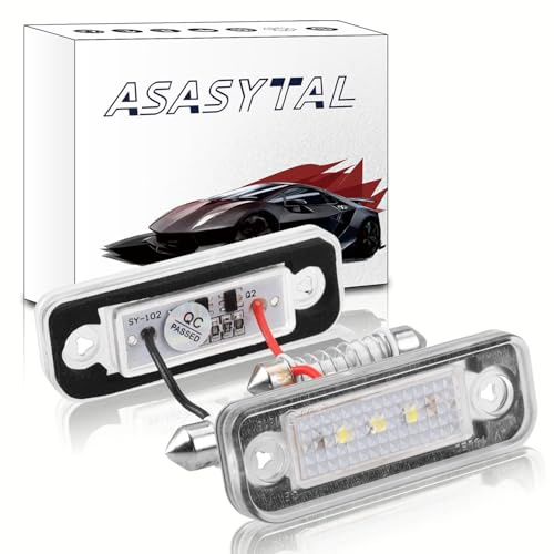 Asasytal LED Luci Targa per Auto Lampada Targa 12V con CanBus Nessun Errore SMD 6000K Lampadina Bianca Brillante Compatibile con Mercedes-Benz C E CLS SLK CLASS W203 C219 W211 R171 ecc, 2 Pezzi